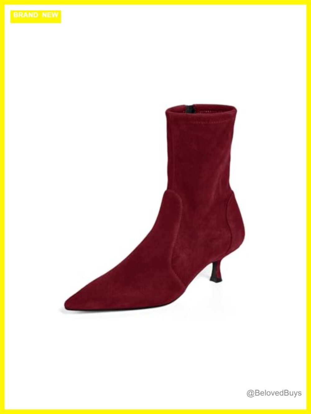 Womens Faux Suede Leather Ankle Boots Pointed Toe Kitten Heel Zip Fall Booties